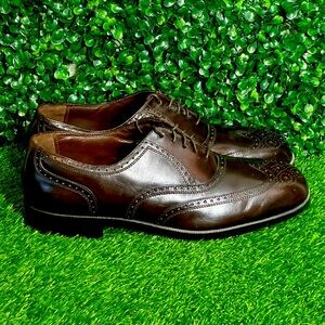 Florsheim Wingtip Oxford Brown Leather Dress Shoes Size 11 1/2 Style180657-04–F1